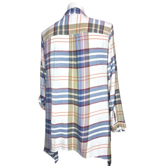 Westbound Plus Size 2X Plaid Button Down Shirt Rayon Long Sleeve Tunic Top Comfy - Picture 7 of 12